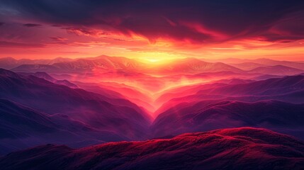 Fototapeta premium Expansive heart-themed background illuminated by the warm glow of a sunset, with shades of orange, pink, and purple blending seamlessly. Romantic design concept