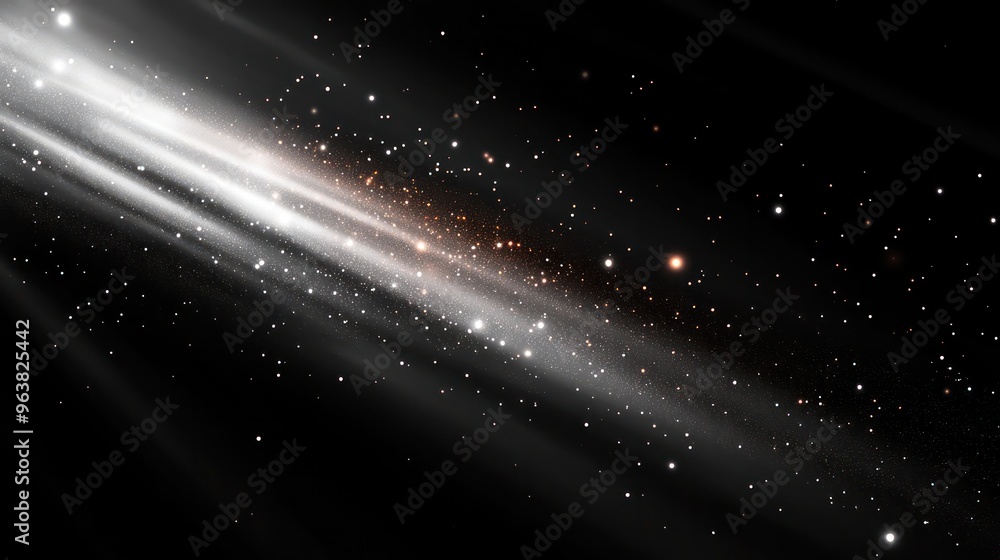 Aufkleber a long, thin line of light is reflected in a dark background. the light is made up of many small, br