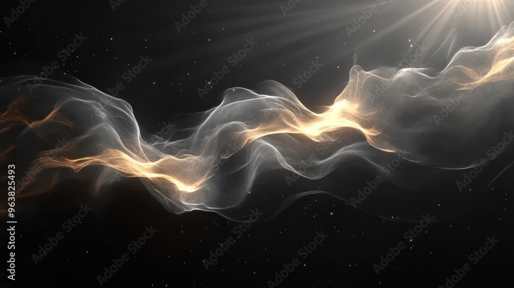 Poster a long, curving line of light and dark colors with a lot of sparkles. the light and dark colors crea