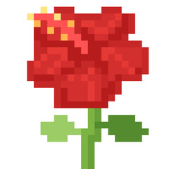 Obraz premium Pixel Hibiscus with stem