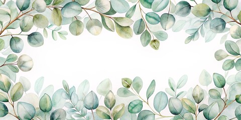 Watercolor Eucalyptus Leaf Frame, Watercolor, Botanical, Greenery, Eucalyptus Frame
