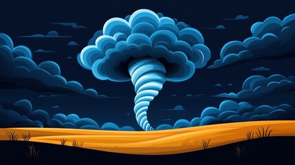 Obraz premium Dramatic Tornado in Open Field Under Dark Stormy Sky Depicting Extreme Weather Conditions and Climate Change