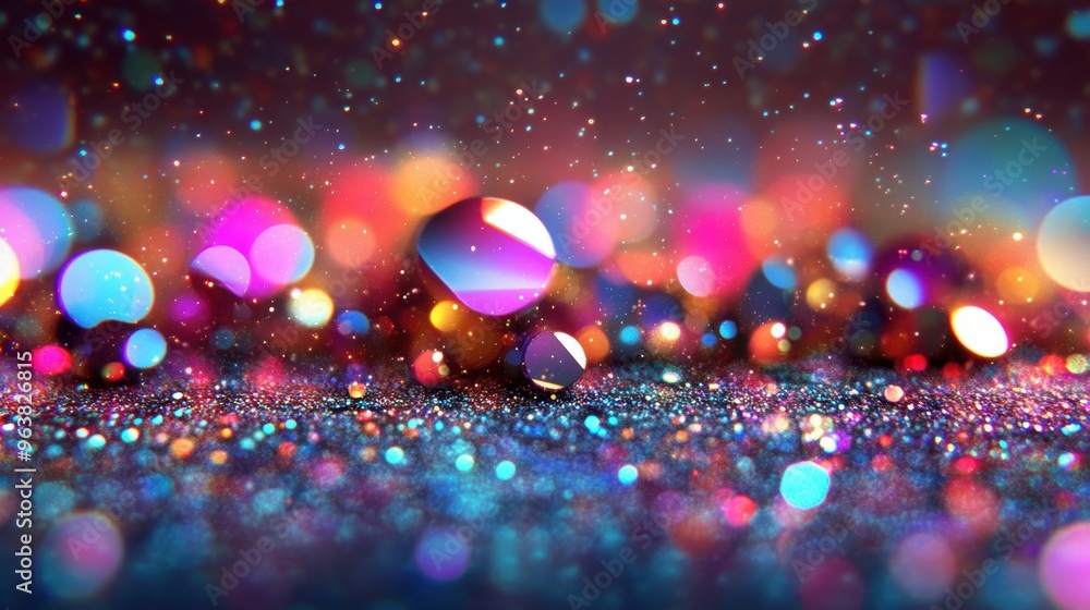 Poster soft, colorful bokeh lights twinkle and shimmer, adding a cheerful ambiance to the night while creat
