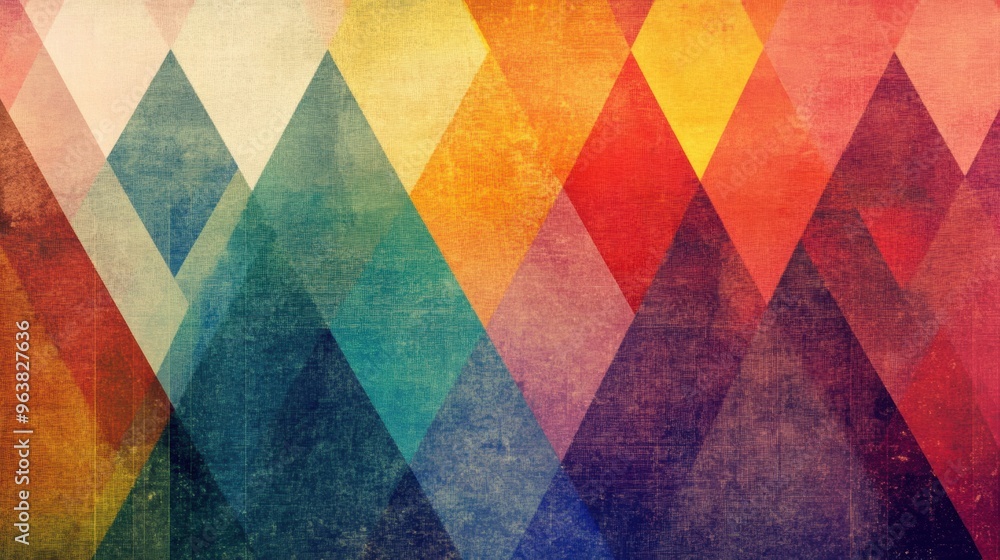 Poster a vibrant geometric triangle pattern showcases an array of bright colors, contributing to an energet