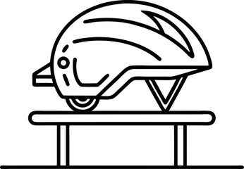 Minimalist Line Art of Bicycle Helmet on Table for Modern Safety and Cycling Enthusiasts