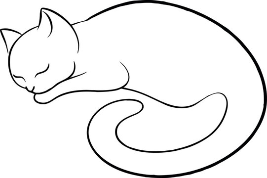 recommend clip art: Line Art of a Sleeping Cat in Minimalist Style Capturing Relaxation and Serenity