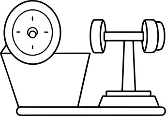 Line Art Illustration of a Tape Dispenser and Dumbbell for Office and Fitness Themes