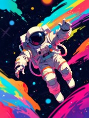 Naklejka premium Astronaut Floating in a Cosmic Landscape