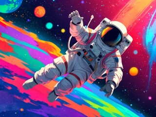 Astronaut Floating in a Cosmic Landscape