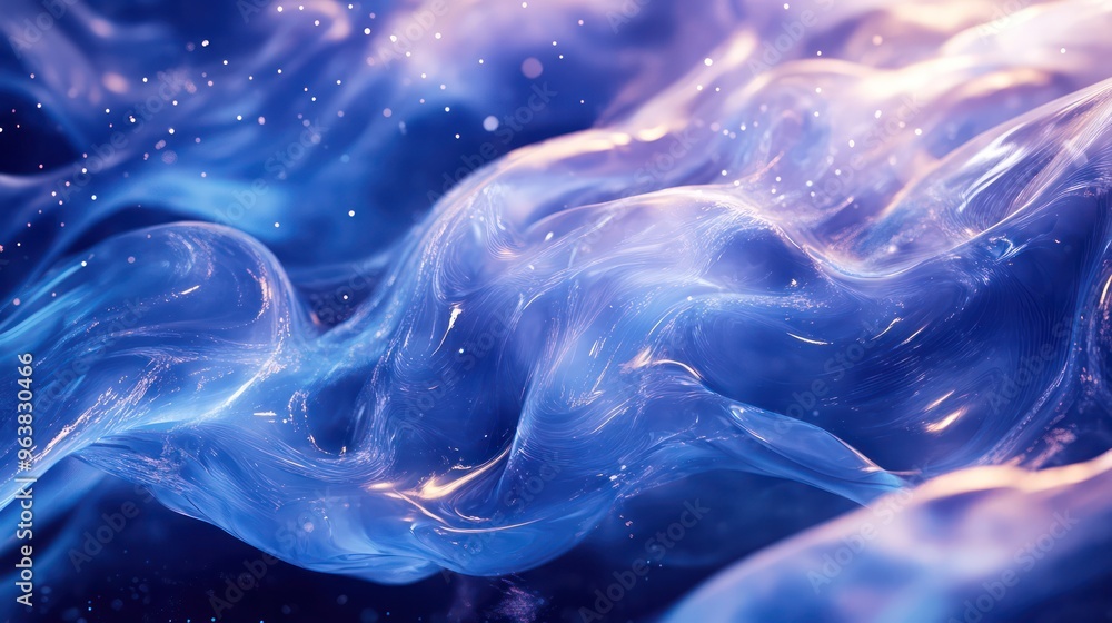 Leinwandbilder A blue wave with a lot of sparkles in it. The sparkles are scattered all over the wave, giving it a dreamy and ethereal quality