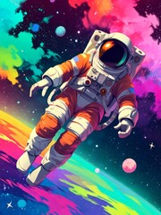 Astronaut Floating in a Cosmic Landscape