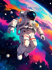 Astronaut Floating in a Cosmic Landscape