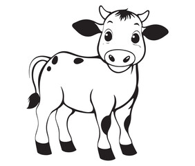 Cow cartoon isolated on white background cute cow coloring pages for children