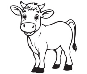 Cow cartoon isolated on white background cute cow coloring pages for children