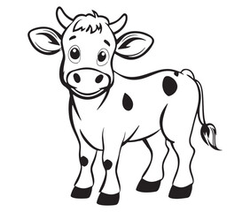 Cow cartoon isolated on white background cute cow coloring pages for children
