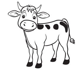 Cow cartoon isolated on white background cute cow coloring pages for children