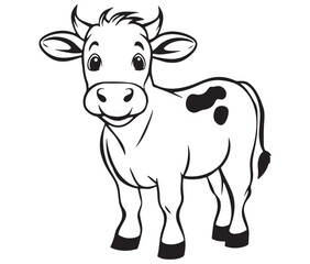 Cow cartoon isolated on white background cute cow coloring pages for children