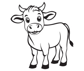 Cow cartoon isolated on white background cute cow coloring pages for children