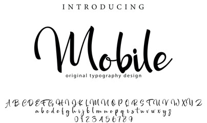Mobile Font Stylish brush painted an uppercase vector letters, alphabet, typeface
