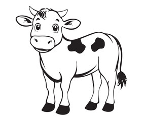 Cow cartoon isolated on white background cute cow coloring pages for children