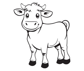 Cow cartoon isolated on white background cute cow coloring pages for children