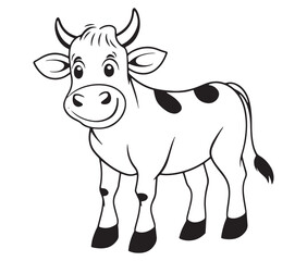 Cow cartoon isolated on white background cute cow coloring pages for children