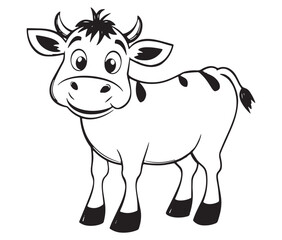 Cow cartoon isolated on white background cute cow coloring pages for children