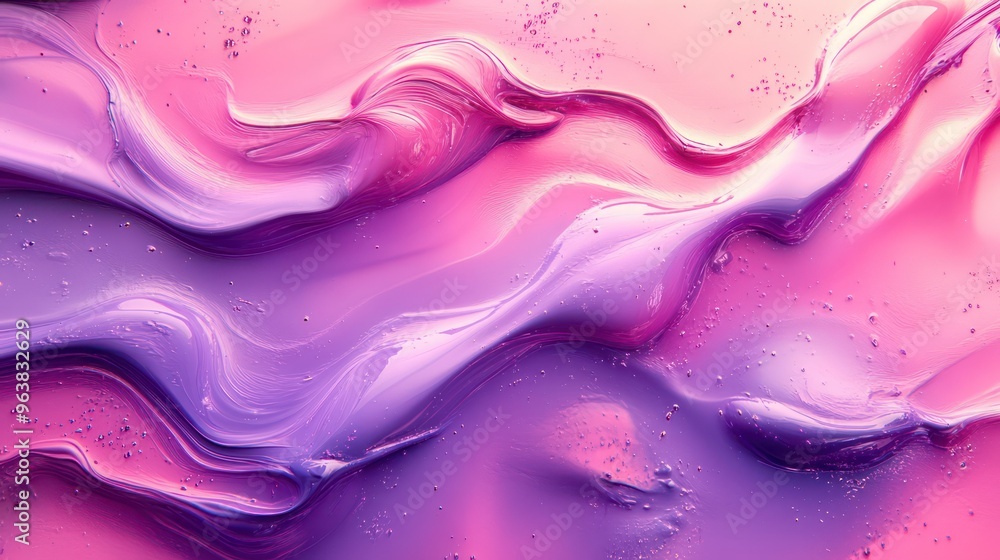 Poster a purple and pink wave of paint with a lot of texture. the colors are vibrant and the texture is thi