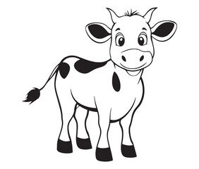 Fototapeta premium Cow cartoon isolated on white background cute cow coloring pages for children
