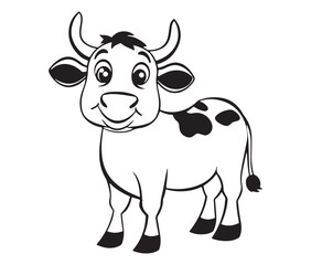 Cow cartoon isolated on white background cute cow coloring pages for children