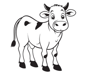 Cow cartoon isolated on white background cute cow coloring pages for children