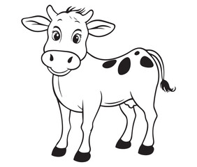 Cow cartoon isolated on white background cute cow coloring pages for children