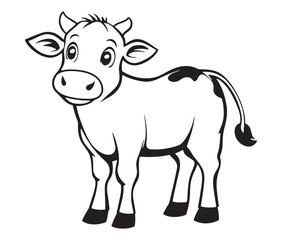 Cow cartoon isolated on white background cute cow coloring pages for children