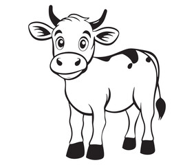 Cow cartoon isolated on white background cute cow coloring pages for children