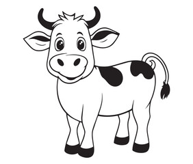 Cow cartoon isolated on white background cute cow coloring pages for children