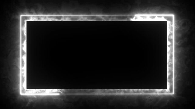 neon border frame, white glowing border, rectangle, square, frame, black screen frame, border black screen, glowing frame, glowing border	