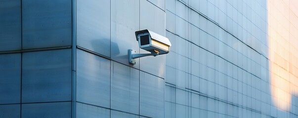Security Camera Mounted on Modern Building Facade