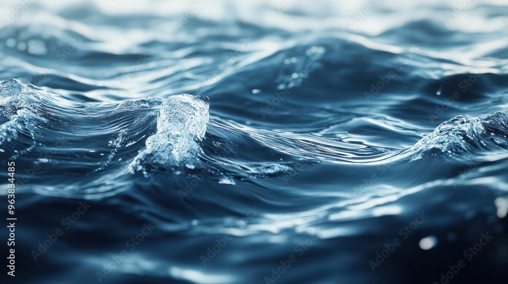 Aufkleber a large body of water with waves crashing against the shore. the water appears to be calm and still,