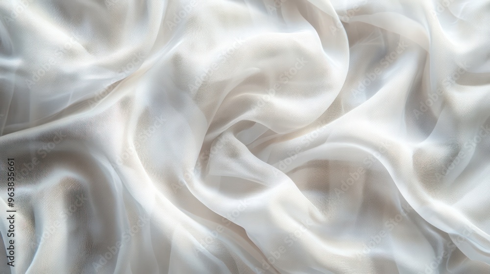 Leinwandbilder a white fabric with a pattern that looks like a wave. the fabric is smooth and shiny, and it is made