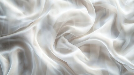 Obraz premium A white fabric with a pattern that looks like a wave. The fabric is smooth and shiny, and it is made of silk. The pattern is intricate and detailed, giving the fabric a luxurious and elegant look