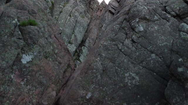 Trou de la Bombe, Massiv dde Bavella, Corse, France at sunrise, view from drone