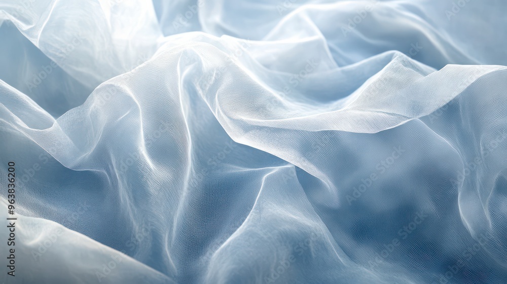 Aufkleber a blue and white fabric with a pattern of ripples. the fabric is wet and has a cool, calming effect