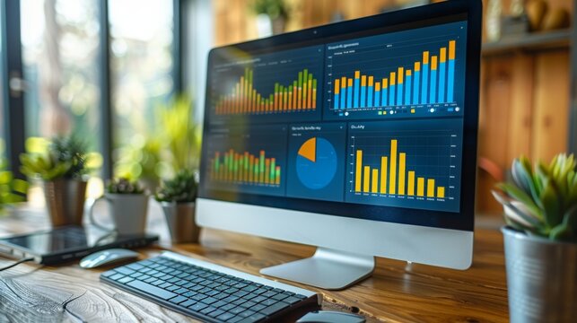a digital marketing team analyzing online performance metrics on a computer screen