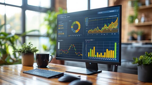 a digital marketing team analyzing online performance metrics on a computer screen