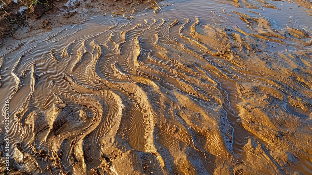 Aufkleber abstract patterns of water flowing through mud, creating a unique and artistic design.
