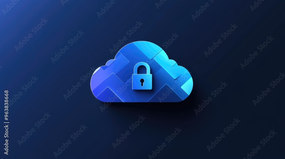 Poster a cloud icon with an integrated padlock symbol, representing cloud security and data protection in d