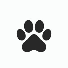 Black paw print illustration on a white background.