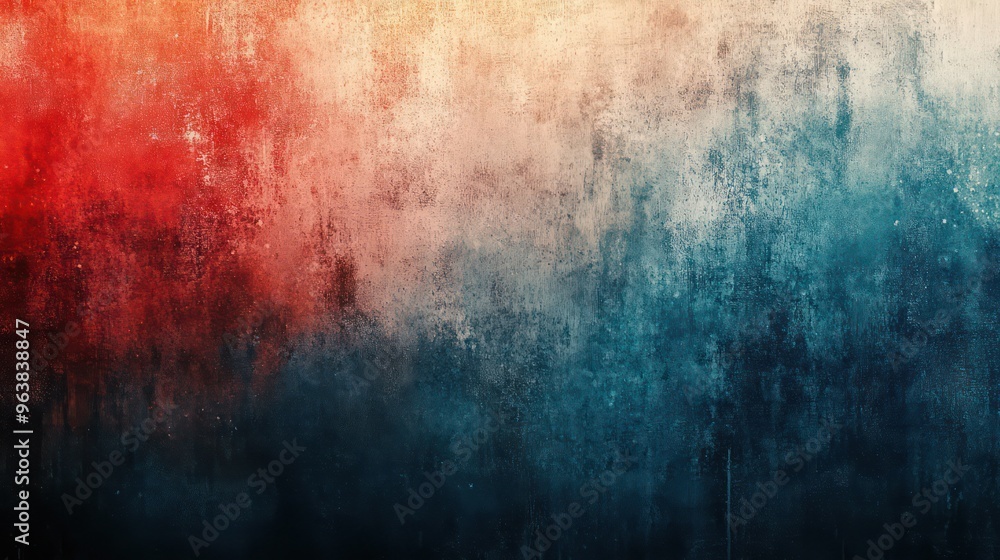Poster a colorful background with blue, red and white splatters