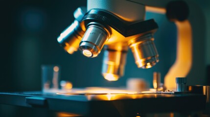 A detailed view of a microscope in a modern research lab, symbolizing the pursuit of scientific breakthroughs.