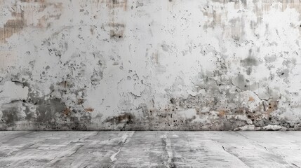Background of bare plaster wall with grey wallpaper